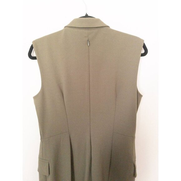 Calvin Klein Sleeveless Olive Green Womens Midi Dress Size 8 Professional Attir - Picture 3 of 11